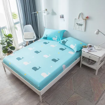 

3pc Whale Pattern Printed Fitted Sheet pillowcase twin full Bed Sheet Kids Bedding Mattress cover children elastic Fitted Sheet