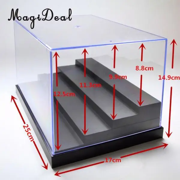 

Acrylic Display Show Case Box 4 Step Perspex Dustproof Protection for Figures Diecast Vehicle Model Figurine Doll Collection