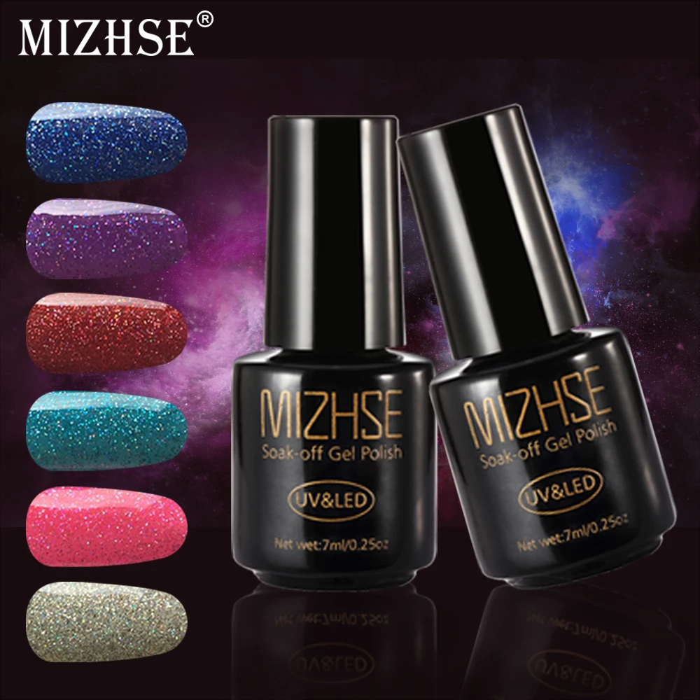 MIZHSE неоновый пигмент Блестящий Сияющий УФ гель лак для ногтей голографические