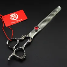 628#7," бренд фиолетовый дракон Профессиональные Парикмахерские ножницы JP 440C парикмахерские ножницы для кошек, собак и домашних животных филировочные ножницы для волос