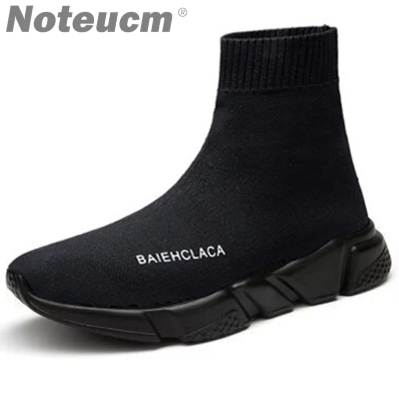 Online 2018 marca casual elástico invierno masculino velocidad de estiramiento flyknit high top tobillo zapato estampado calcetines de punto zapatillas hombres cesta entrenador malla