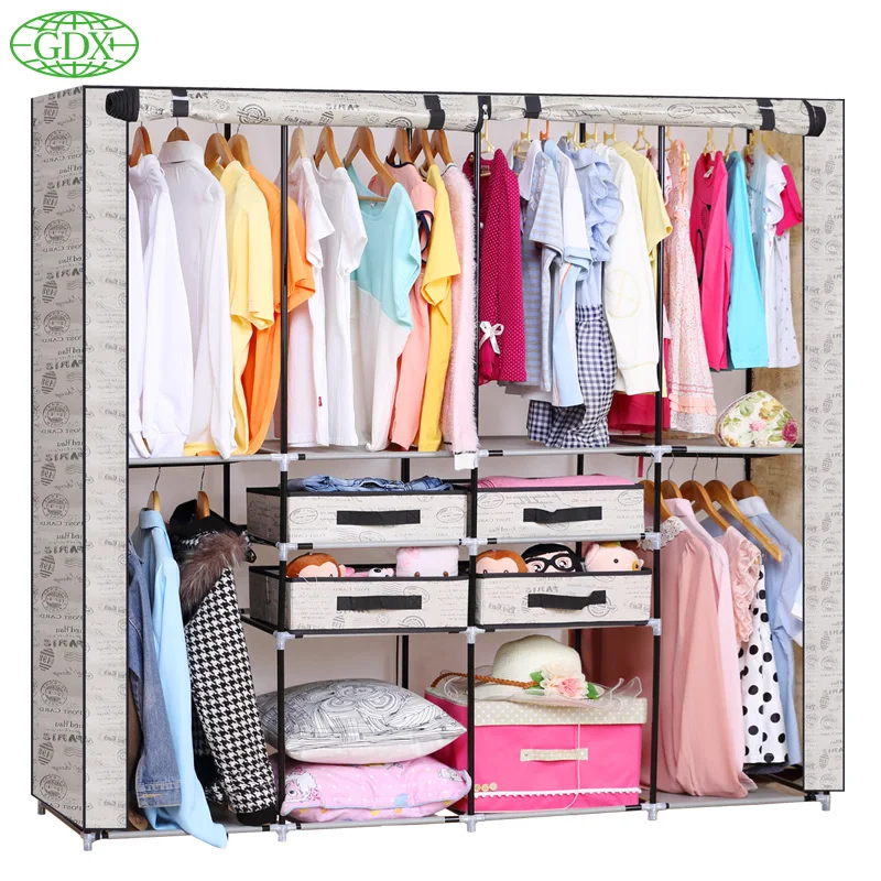 Gdx Rus Non Woven Wardrobe Garment Strong Steel Tube Coat Closet