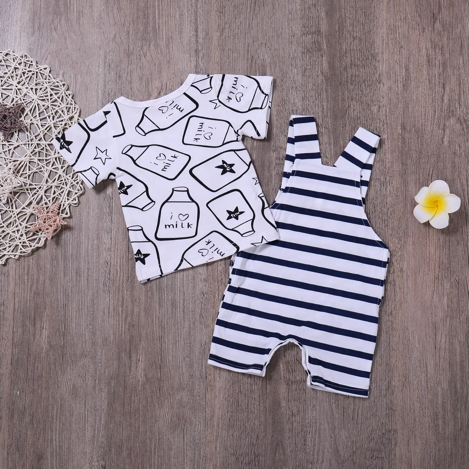 1 Set Infant Clothing Boys Baby T shirt and Dungaree