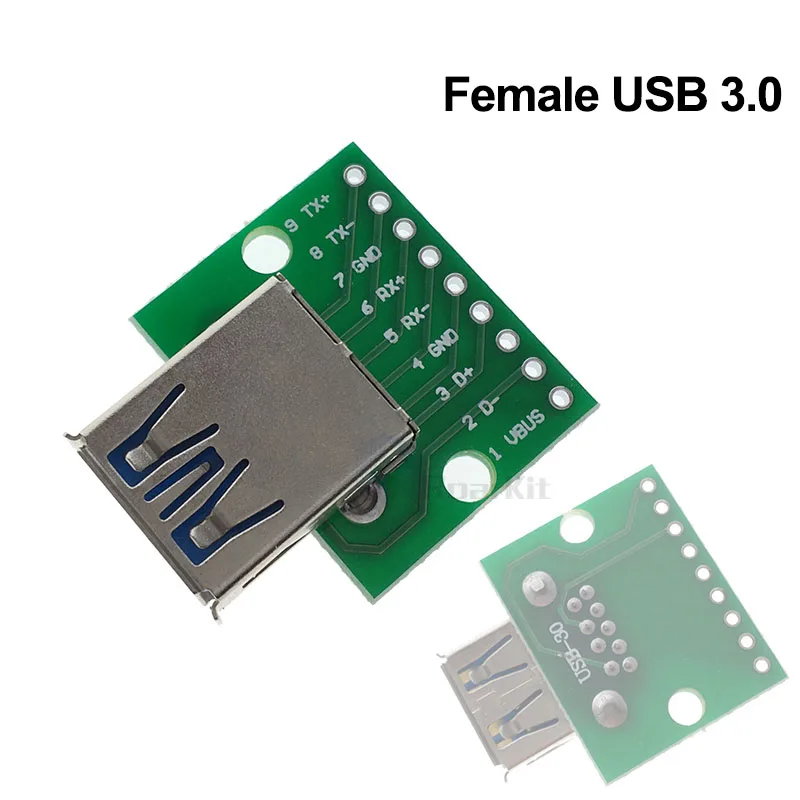 Micro MINI USB 2,0 3,0 до DIP адаптер 5pin гнездовой разъем конвертер печатной платы типа в макет USB-01 переключатель SMT материнское сиденье - Color: Female USB3.0