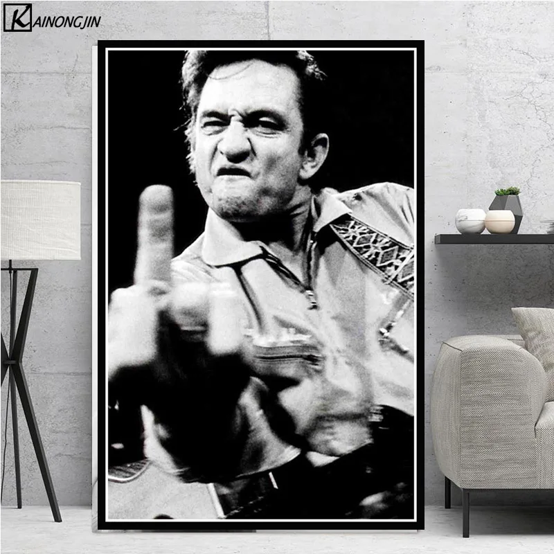 

Posters and Prints Johnny Cash Poster Rock Music Singer Pop Star Canvas Painting Wall Art Picture Living Room Decorative