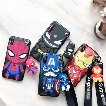 

SAM S10 plus Cute 3D phone case For Samsung Galaxy S7 Edge S8 S9plus S10E note8/note9 Cartoon cover+ stander+ strap