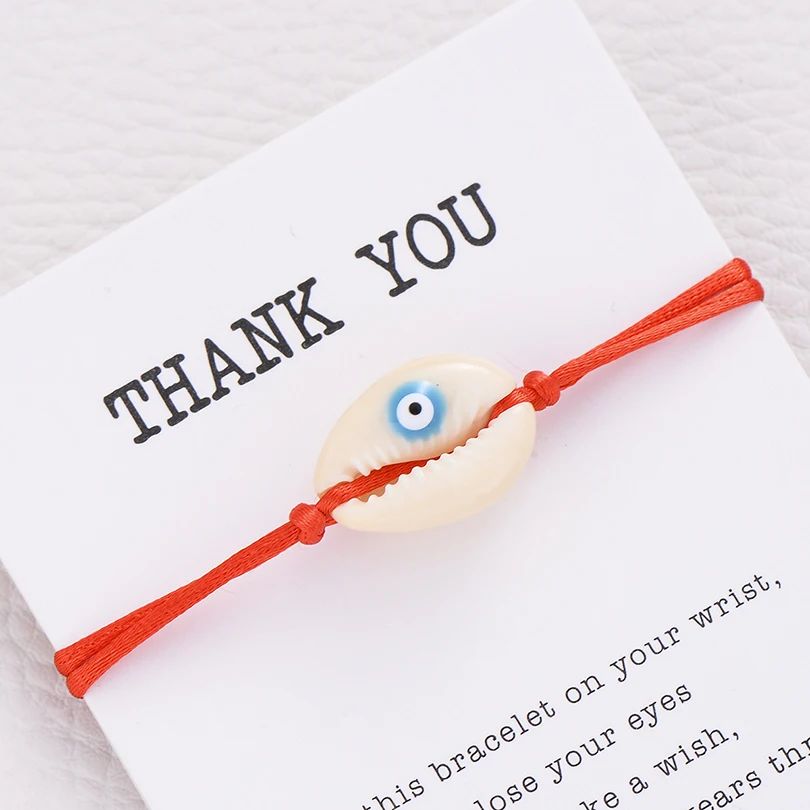 

Summer Natural Shells Ethnic Evil Eye Charm Bracelets for Women Wish Card Gift Multicolor Rope Chain Bracelet homme femme 2019