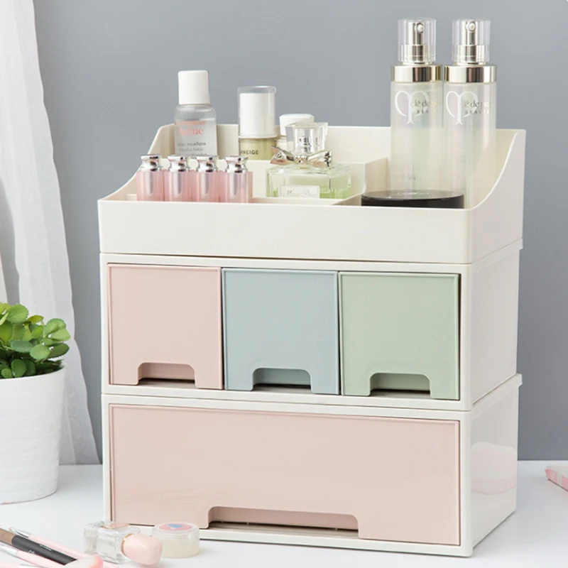  SYTH Desktop Glossy Plastic Cosmetic Organizer Makeup Storage Boxes Bins Plastic Cosmetic Storage B