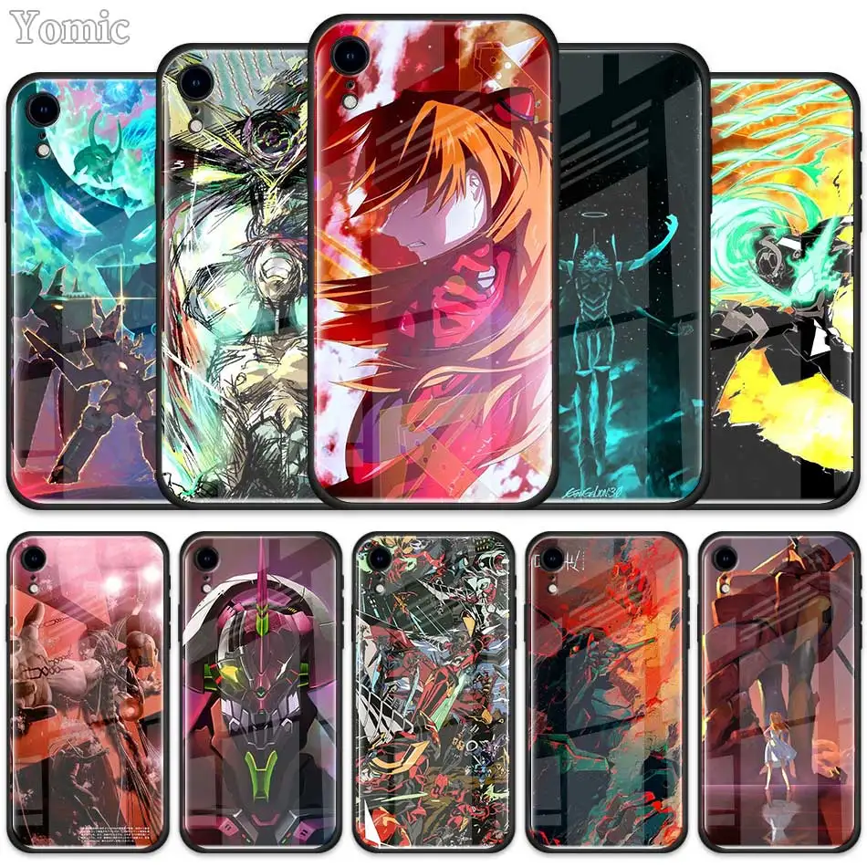 

Neon Genesis Evangelion Tempered Glass Case for Apple iPhone XR 7 8 6 6S Plus X XS MAX Cell Phone Case Cover Shell