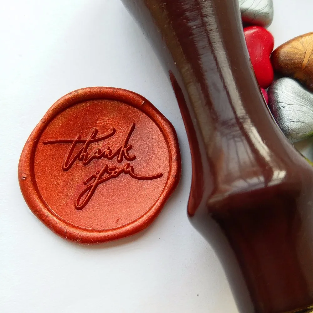 

Thank you letter greeting wax seal stamp Envelope seal DIY sealing wax stamp vintage custom design box set wood metal deco