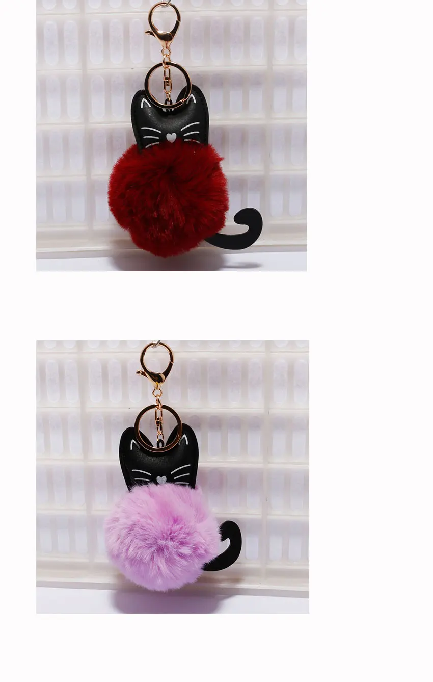 Girls Fluffy Cat Pompom Keychain Girls Fluffy Cat Pompom Keychain
