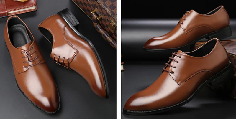 SHANZU/Роскошные брендовые Классические Мужские модельные туфли с острым носком; мужские черные свадебные туфли из лакированной кожи; оксфорды; официальная обувь; большие размеры 613