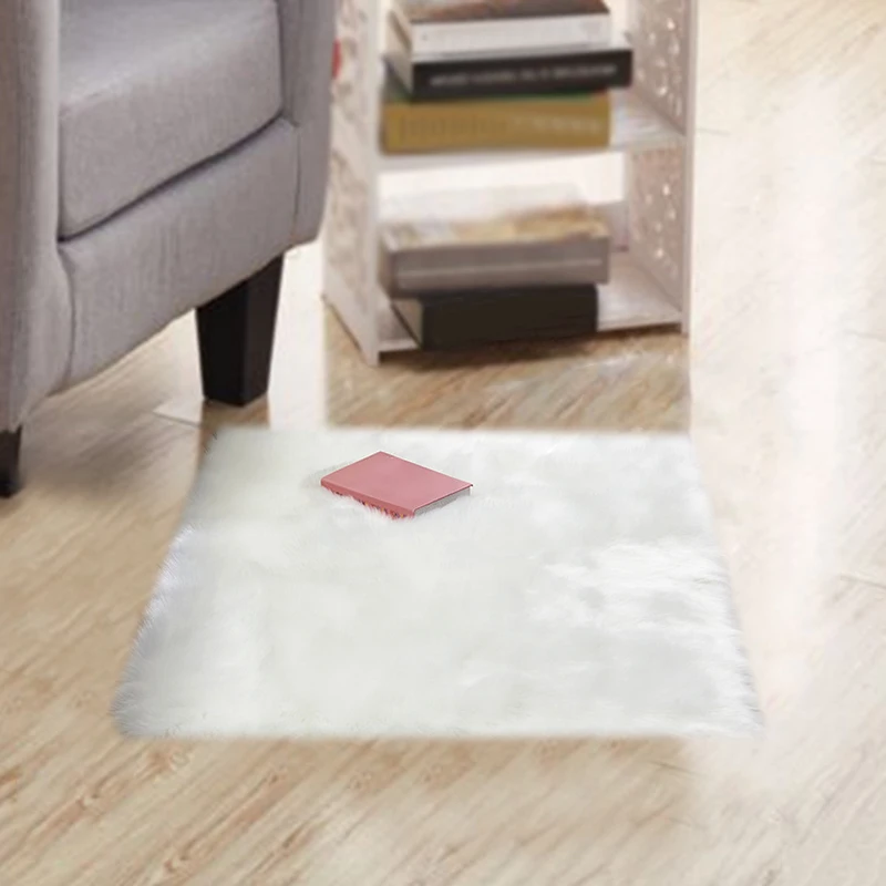 

Faux Fur Oval Rug Sheepskin Large Fluffy Room Balcony Hairy Carpet Floor AreaRug