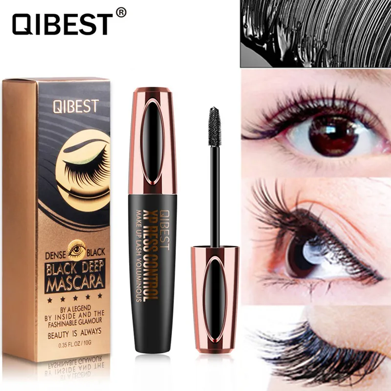 

Qibest Black Mascara 4D Silk Fiber Lash Curling Extension Thick Lengthening Eye Lashes Waterproof Long Lasting Eyelashes Makeup