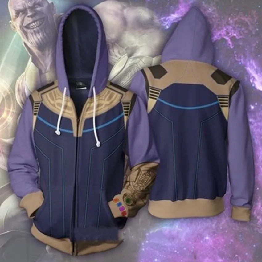 

The Avengers Thanos Cosplay Costume Anime Hoodie Movie Thanos Zipper Sweatshirt