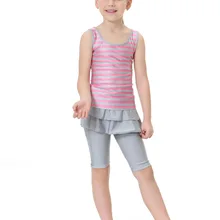 Г. Новая мусульманская купальная Одежда для девочек скромный исламский костюм с короткими рукавами, 2 цвета, Милые Пляжные Купальники для детей купальный костюм