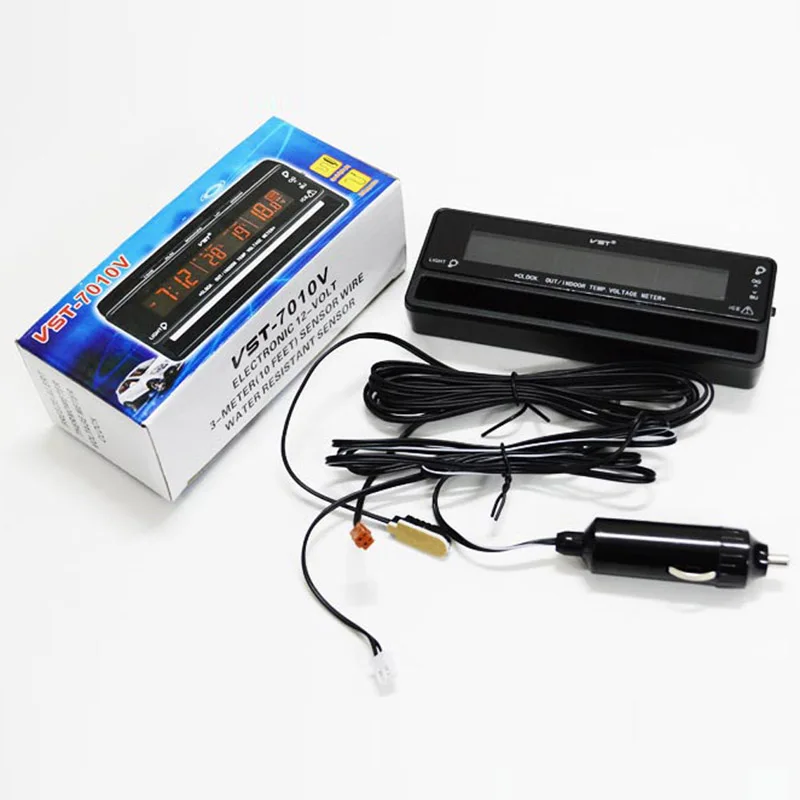 3 in 1 Auto Car Clock Thermometer voltmeter auto accessories Car Thermometer Voltage Temperature Monitor hours in the car watch 