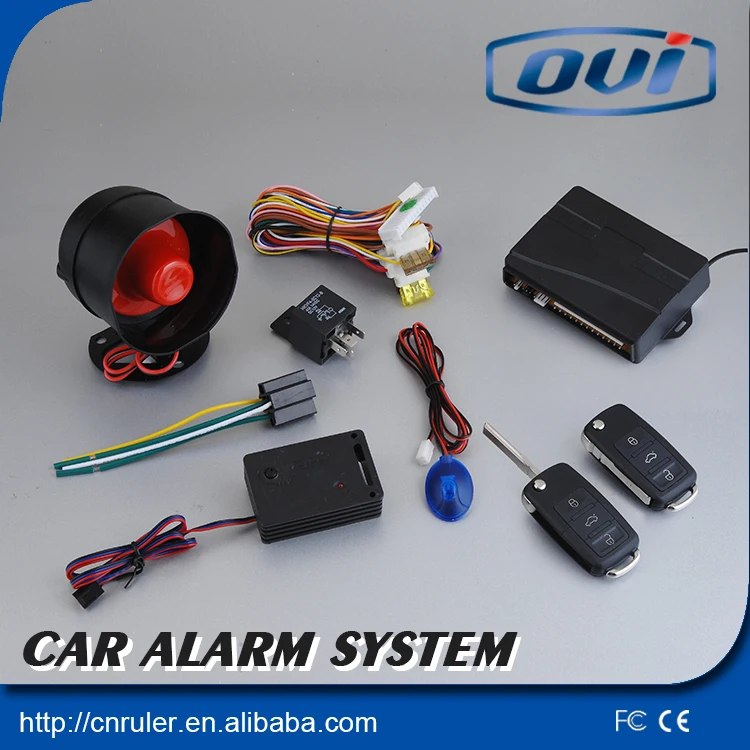 Quality One Way Car Alarm System With Flip Key Remote Transmitters Alarm With Shock Sensor LED