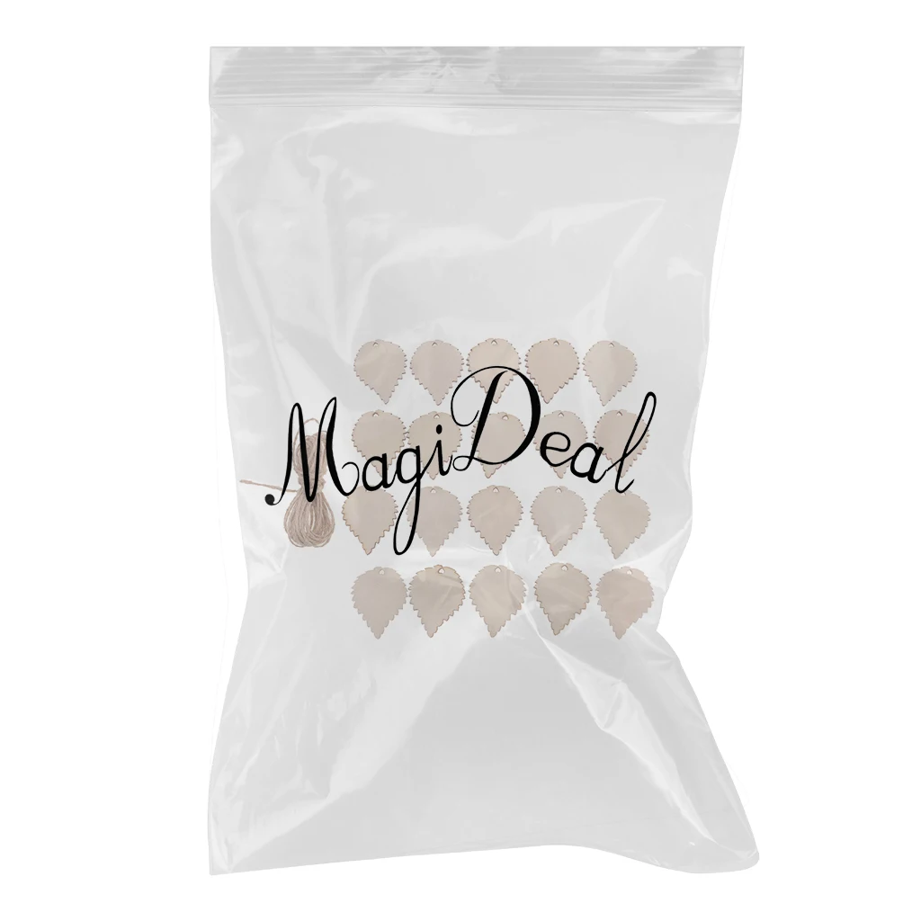 20pcs Wooden Tags Leaf Shaped Wood Cutout Hanging Embellishments Decoration