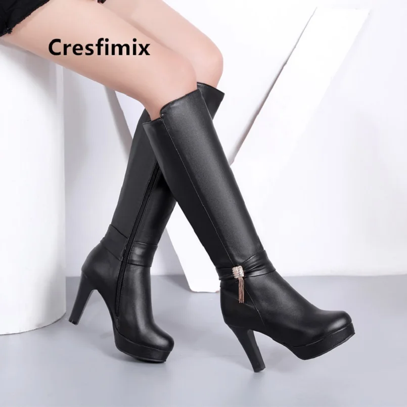 

Cresfimix Frauen Stiefel women fashion high quality autumn long plus size high heel boots lady cute winter black boots a6014
