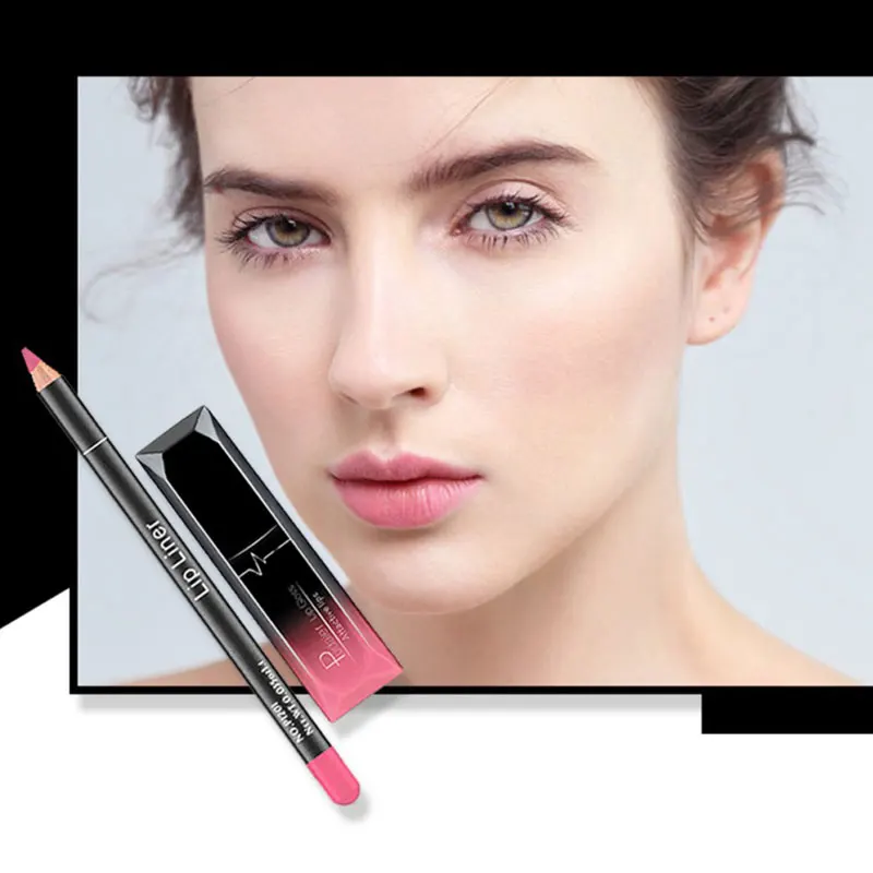 

12-color Matte Non-stick Cup No Fade Lip Gloss Sexy Fashion Lip Liner Lipstick Two-piece Set