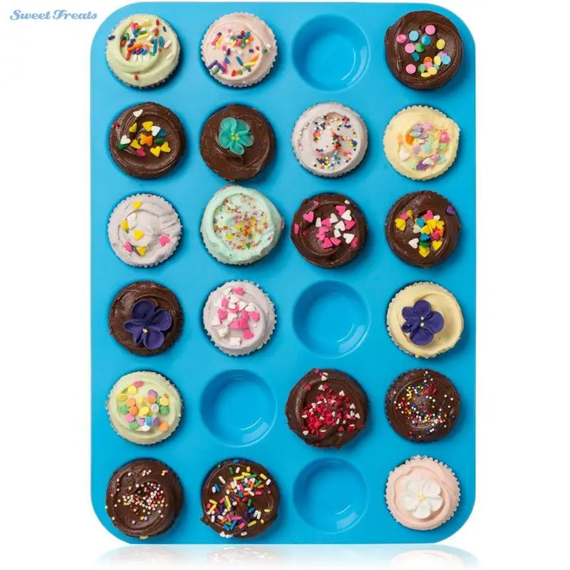 Mini-Muffin-Puncakes-Biscuit-Pans-24-Cupcakes-Silicone-Mold-Cups-Mold-Non-Stick-Tray-Bakeware-Baking