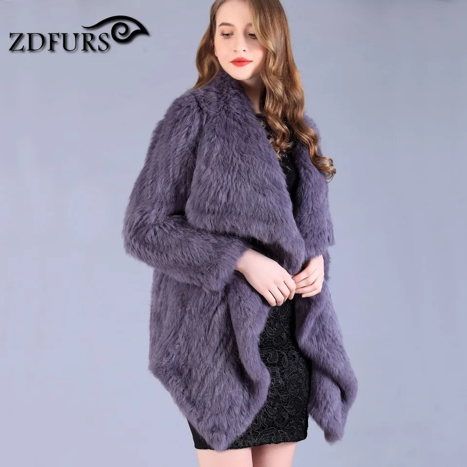 ZDFURS * натуральная Шуба из меха кролика Модная женская вязанная шапка кролиного