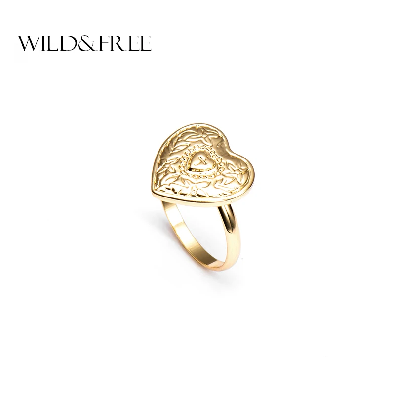 Wild & Free Новый цвета: золотистый серебристый Цвет сердца кольца для женщин и