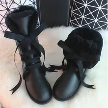 BLIVTIAE/Luxury Winter Australia Knee -high Sheepskin Snow Boots Natural Wool Sheep Fur Boots Sweet Bow Flat Women Long Boots BLIVTIAE/Luxury Winter Australia Knee -high Sheepskin Snow Boots Natural Wool Sheep Fur Boots Sweet Bow Flat Women Long Boots