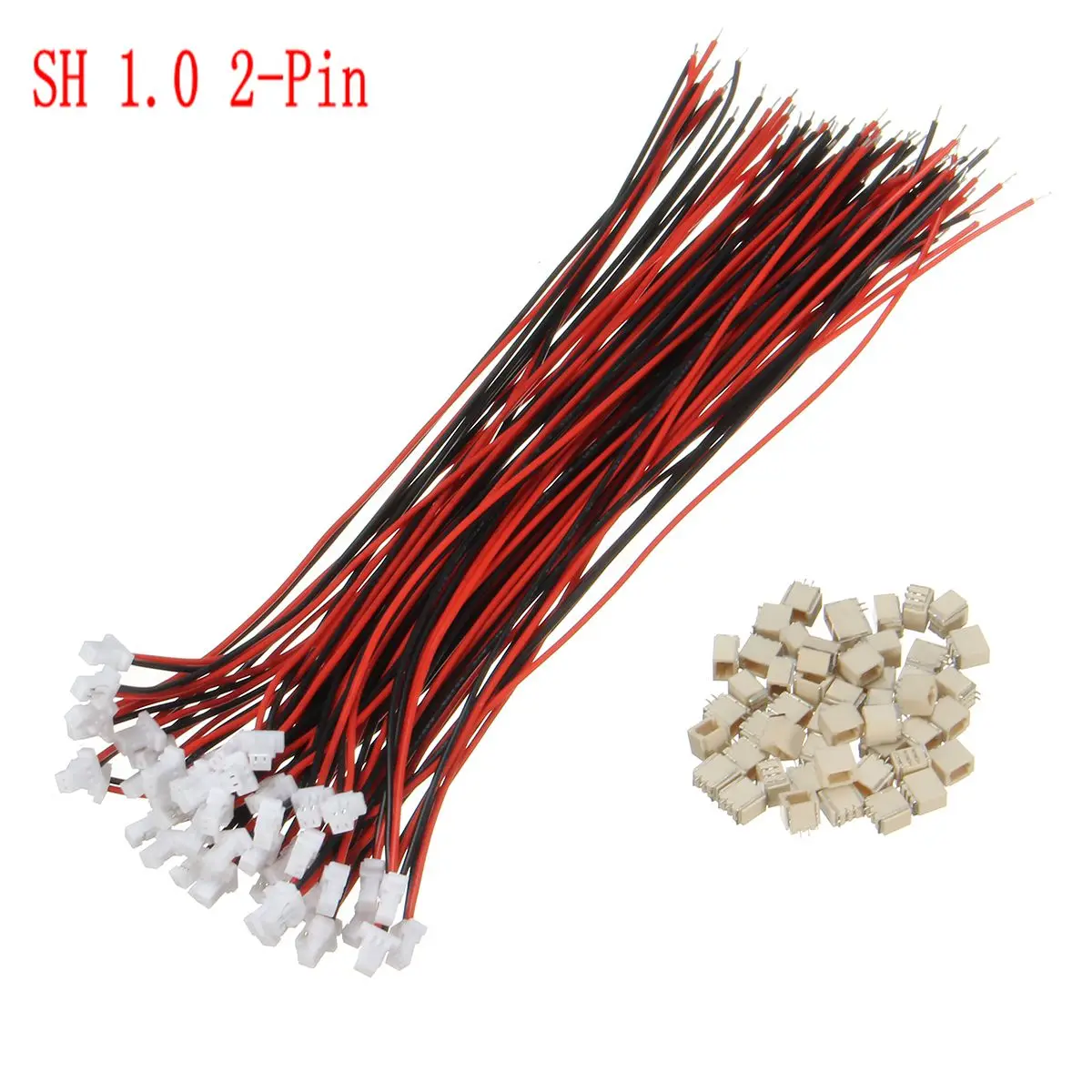 

50pcs Mini Micro JST 1.0 SH 2-Pin Connector Plug With Wires Cables 28AWG 150mm