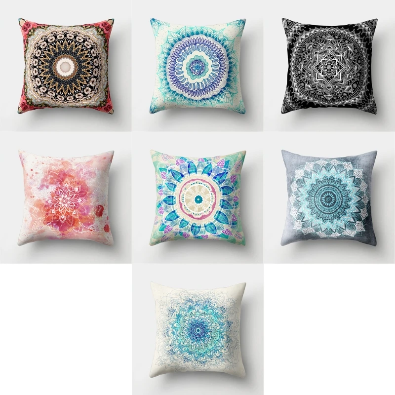 

Boho Geometric Floral Pattern Paisley Cover Throw Pillow Case Home