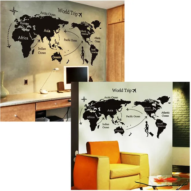 environmental diy big global world map atlas vinyl wall sticker easy