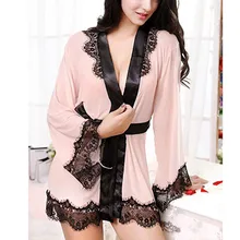 Ночная Пижама для женщин, Сексуальная кружевная ночная рубашка из кусков, ночная рубашка с длинным рукавом, банный халат, нижнее белье с поясом, pizama damsk