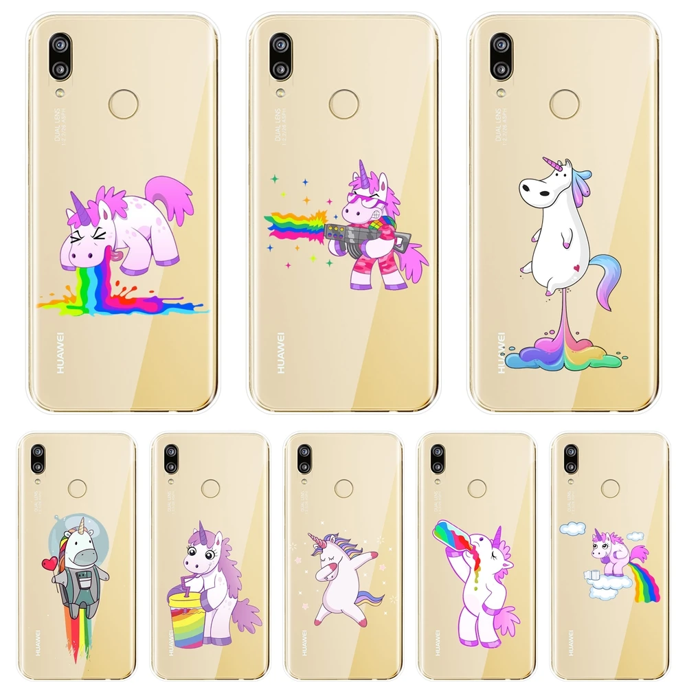 Cute Kawaii Unicorn Silicone Phone Case For Huawei P10 P20 P8 P9 Lite 2017 Pro Plus P Smart Mini Soft Back Cover | Мобильные