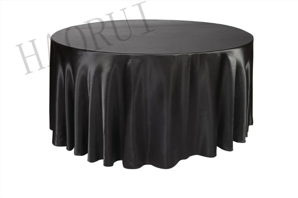 10pcs Customized 132'' Black Round Dining Table Cloths Satin