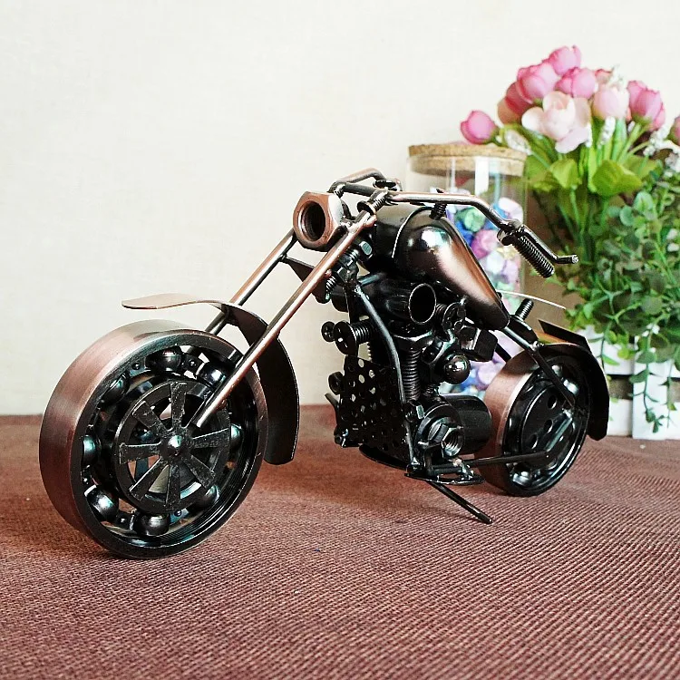 

HOT Sale! Retro Iron Motorcycle Model Ornaments Vintage Metal Motorbike Crafts Home Decor Xmas Gift Kids Gift Free Shipping