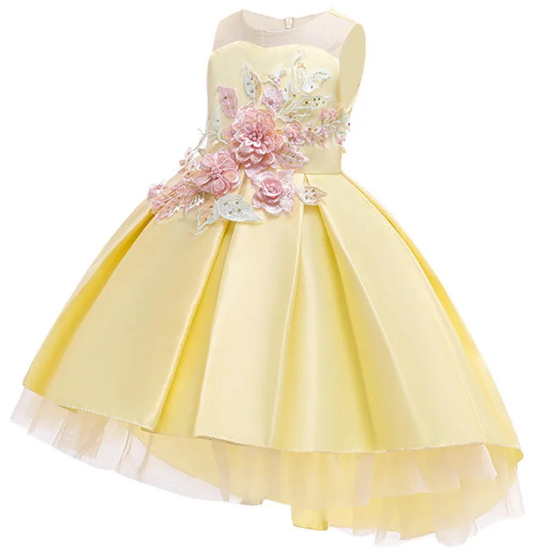 

Flower Trailing Prom Dresses for Girl Princess Elegant Children Party Clothing Kids Evening Formal Dress for Bridesmaid Wedding