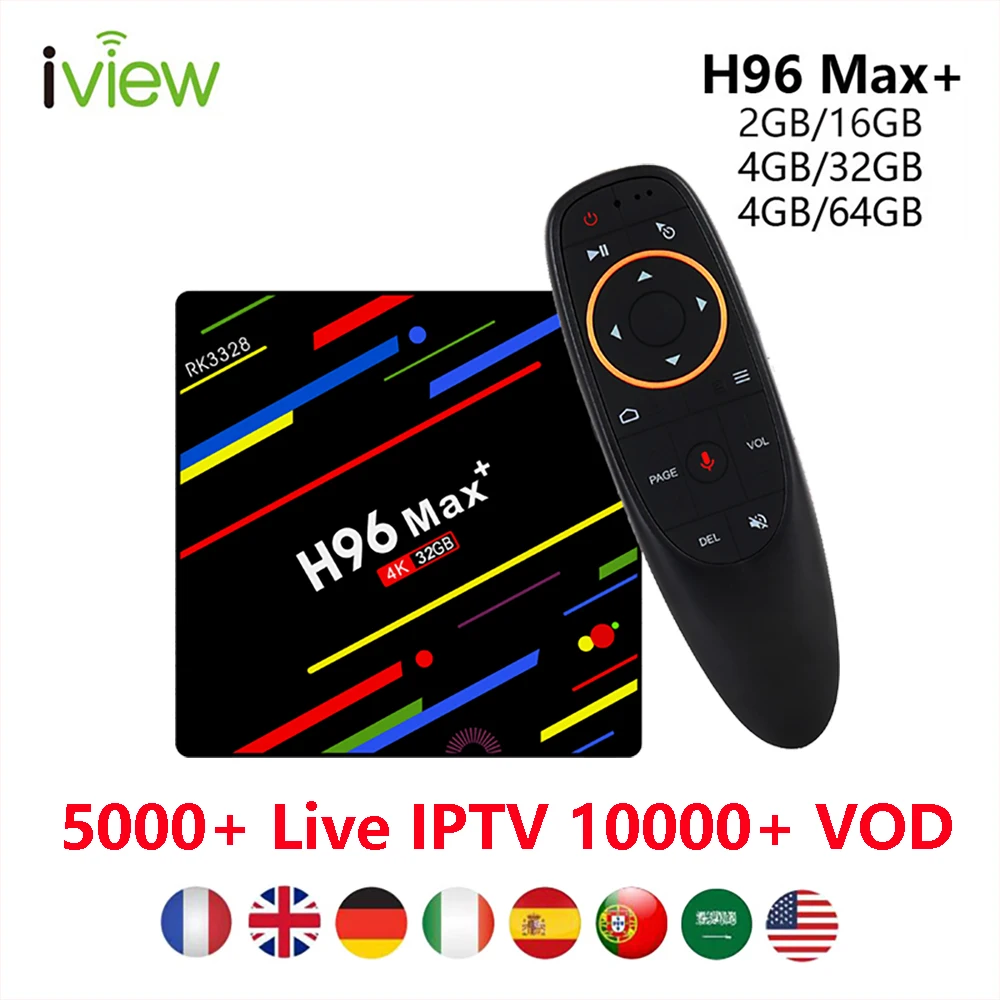 IP tv Европа Smart tv Box 1 год IP tv подписка 5000+ Live 10000+ VOD Netflix IP tv английский арабский IPTV BOX H96 MAX Plus