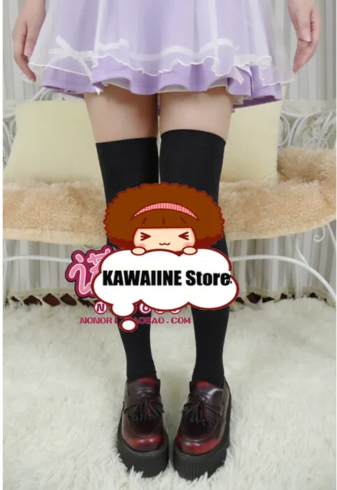 Сексуальные и милые женские бархатные чулки выше колена, японская школьная форма JK, Лолита, Длинные чулки выше колена для девочек - Цвет: Black
