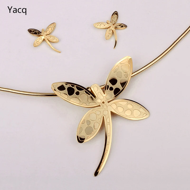 Buy Dragonfly necklace earrings sets women stainless