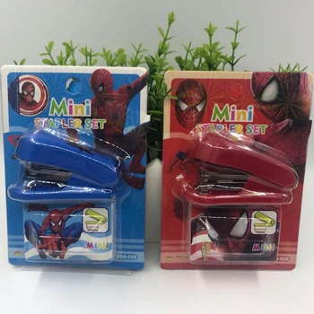 

1 Set Cartoon Mini Super Hero Spiderman Stapler Staples Set Binding Book Paper Clip Binders Korean Stationery Gifts
