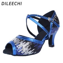 DILEECHI/танцевальная обувь для латинских танцев; обувь для танцев на квадратном каблуке; женская танцевальная обувь на высоком каблуке для взрослых