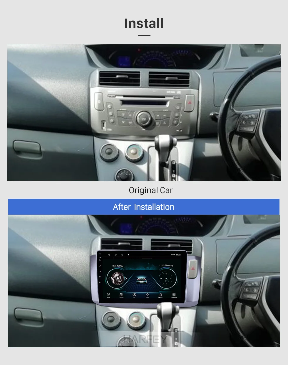 Top Harfey 10.1 inch Android 8.1 Auto Stereo Car GPS Radio for Perodua Alza 2010 with Bluetooth WIFI AUX support Carplay SWC TPMS 1