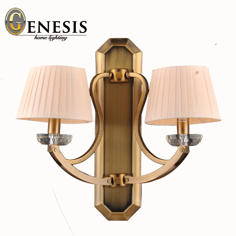 

2015 FREE SHIPPING genesis metal wall lamps foyer bedroom dining room modern fabric shade european style wall scone