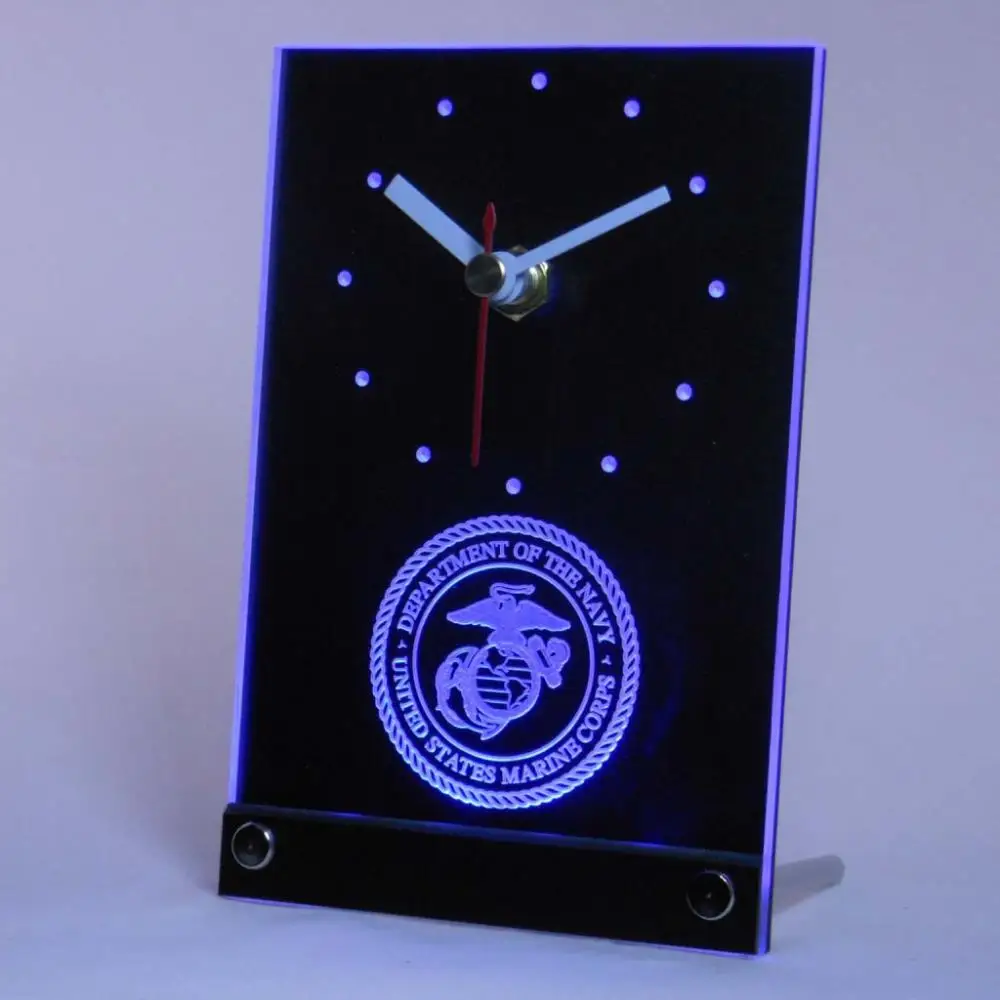 tnc0210 US Marine Corp Military Table Desk 3D LED Clockin Wall Clocks