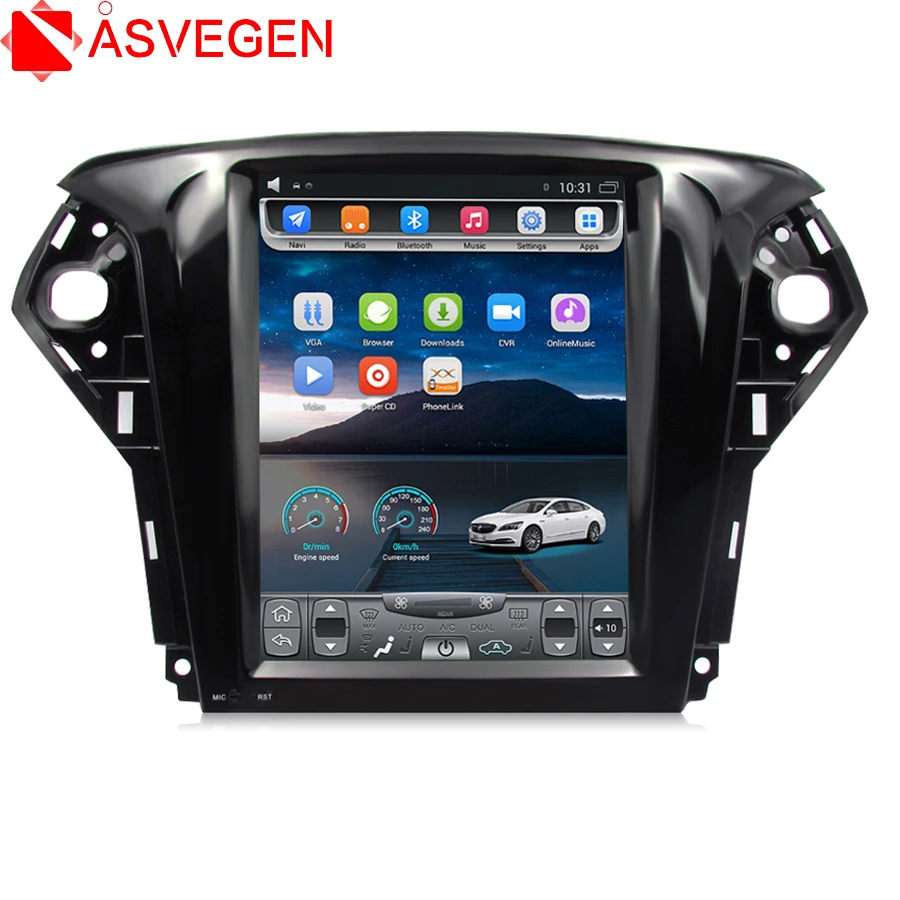 Asvegen 10 4 'Ƈ Din Android 6 0 четырехъядерный Автомобильный GPS навигатор стерео головное
