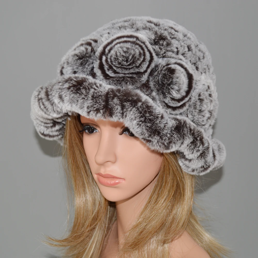 Шапки женские вязаные из меха кролика рекс|Женские Skullies и шапочки| |