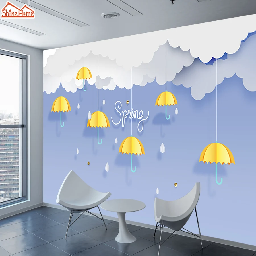

Kids Wallpaper Photo Murals Roll Wall Papers Home Decor 3d Wallpapers for Living Room Walls 3 D Picture Umbrella Star Background