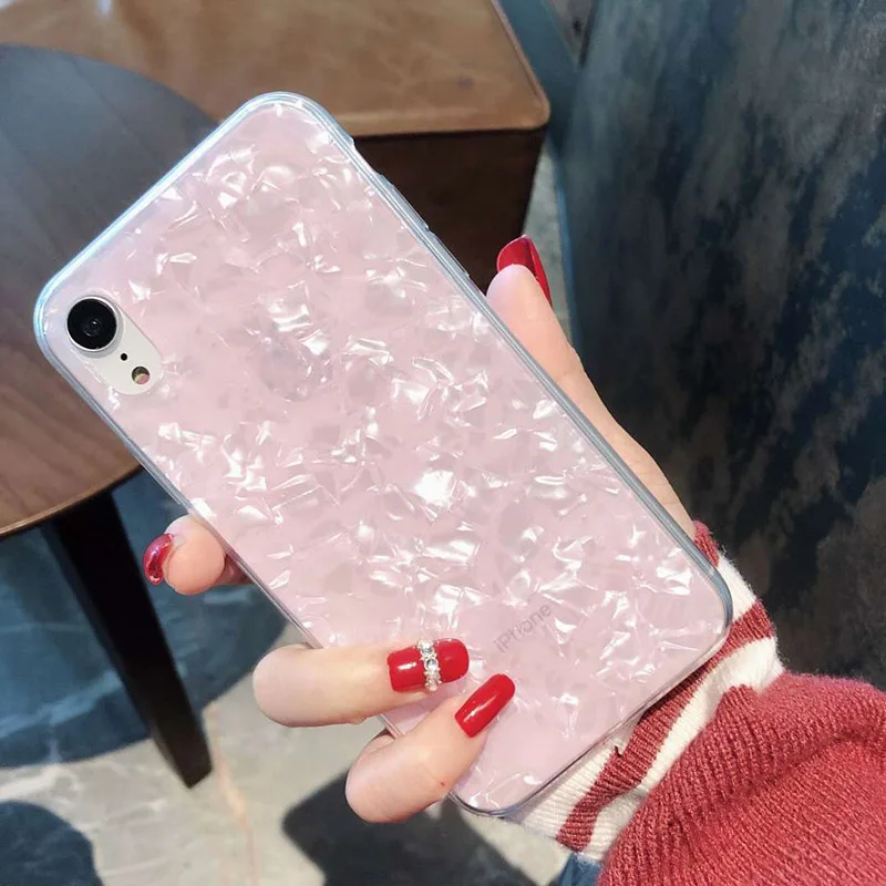 

Tfshining Lovely Glitter Conch Pattern Phone Case For iPhone XS Max X XR 6 6s 7 8 Plus Fashion Soft Shell Protective Case Cover