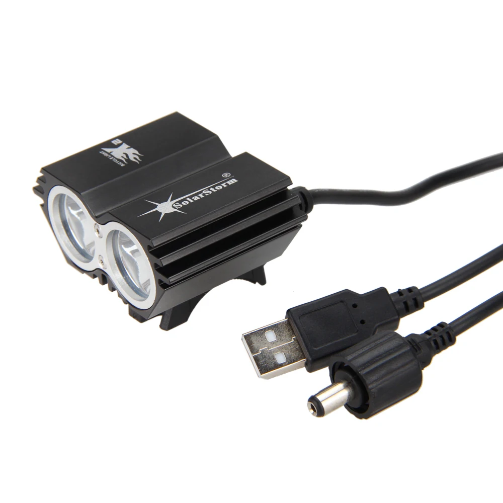 Sale Waterproof Cycling Lamp 6000LM 2x XM-L T6 LED Bicycle Lights Dual Port  Head Front Bike Headlamp USB Port Torch No Battery 2